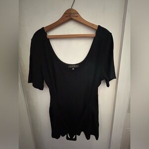 NWT Eloquii top with faux belt size 14/16 black. Ribbed. Black.